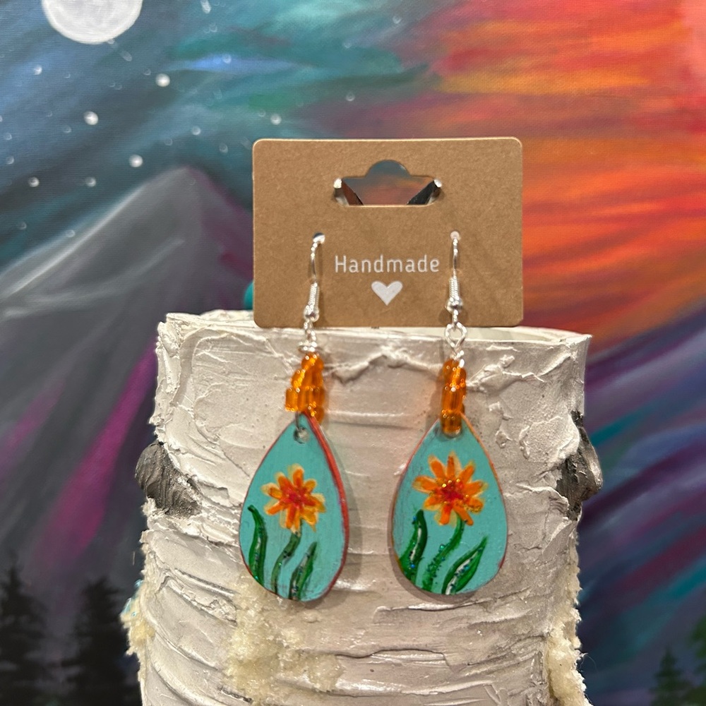 Handmade Floral Teardrop Earrings
